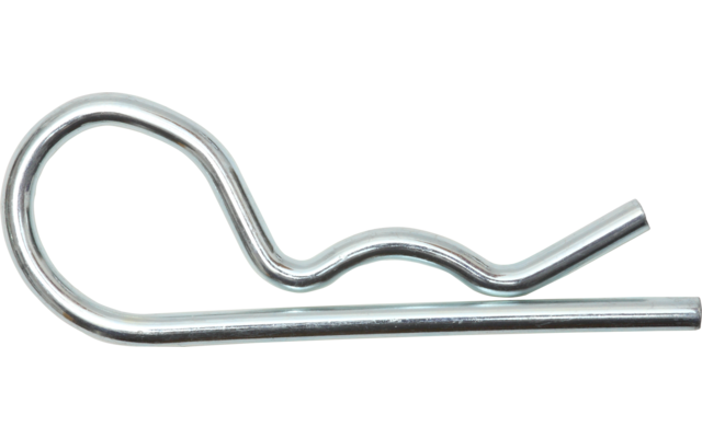 Metallischer Splint mit gebogenem Ende auf weißem Hintergrund