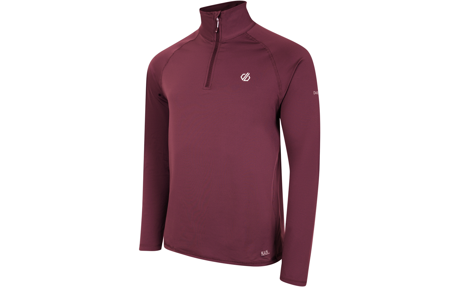 Bordeauxrood shirt met lange mouwen, halve ritssluiting en logo op de borst