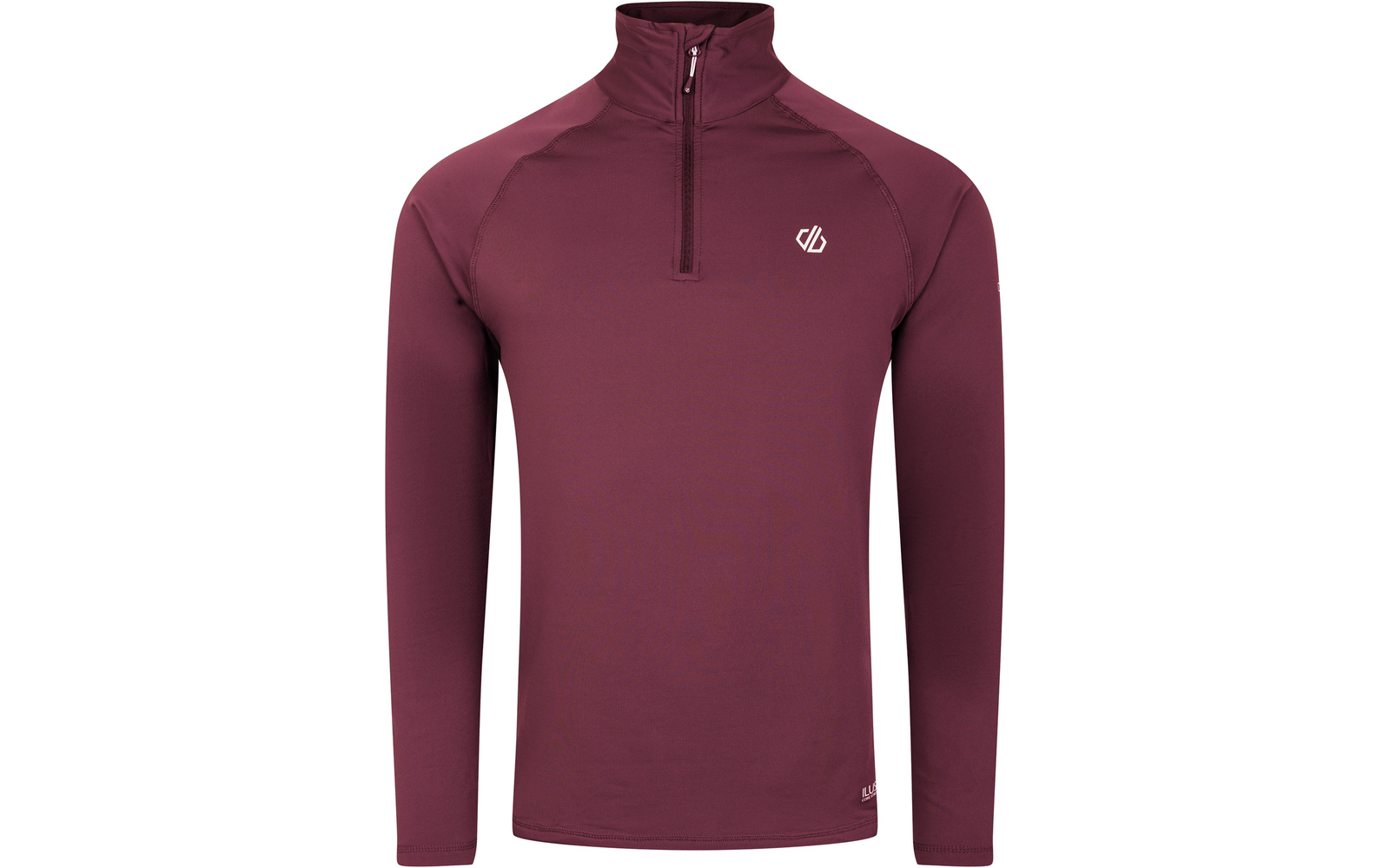 Bordeauxrode lange mouw shirt met opstaande kraag en korte rits aan de voorkant