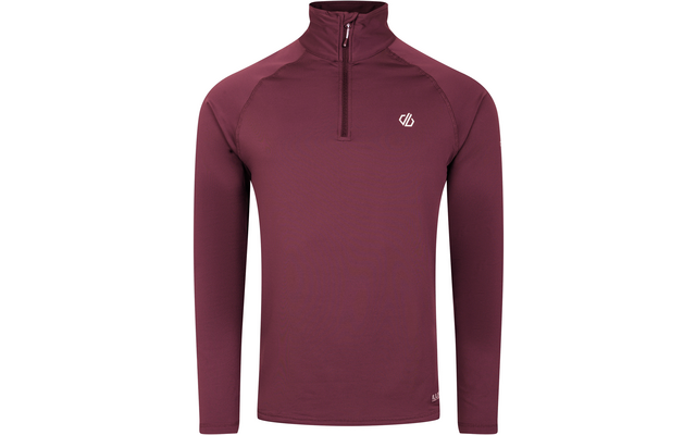 Bordeauxrode lange mouw shirt met opstaande kraag en korte rits aan de voorkant