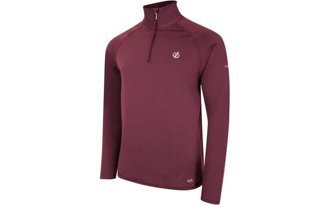 Bordeauxrood shirt met lange mouwen, halve ritssluiting en logo op de borst