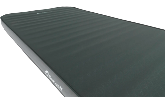 Opblaasbaar slaapmatje in donkergroen met grijze rand