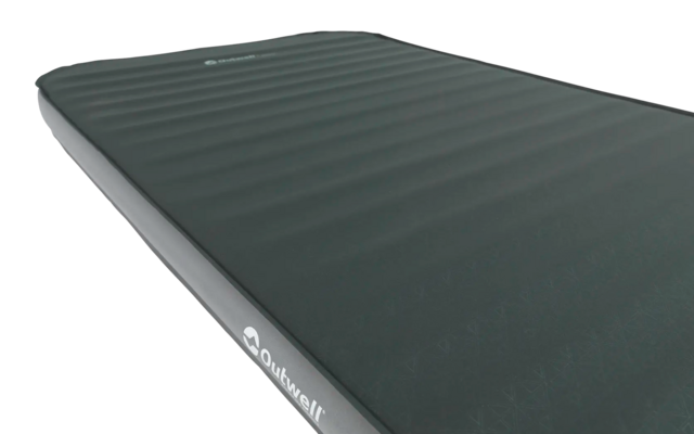Aufblasbare Isomatte in dunklem Grün mit grauem Rand