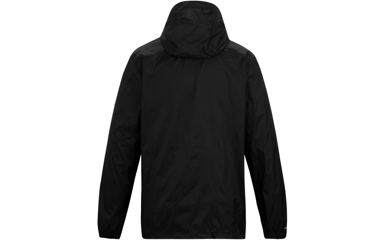 Schwarze Jacke mit Kapuze, Rückansicht, lange Ärmel, ohne Muster