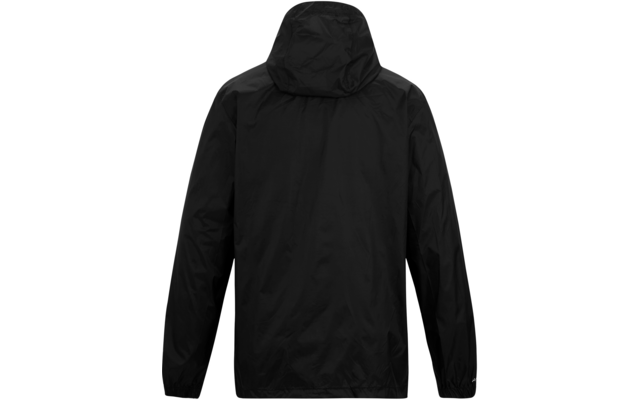 Schwarze Jacke mit Kapuze, Rückansicht, lange Ärmel, ohne Muster