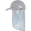 Grijze stoffen pet met klep en lange nekflap, wit 'P.A.C'-logo aan de voorkant
