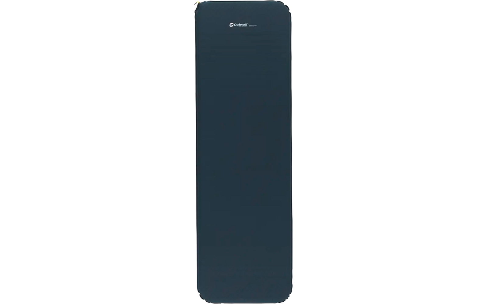 Donkerblauw rechthoekig opblaasbaar luchtbed met wit logo