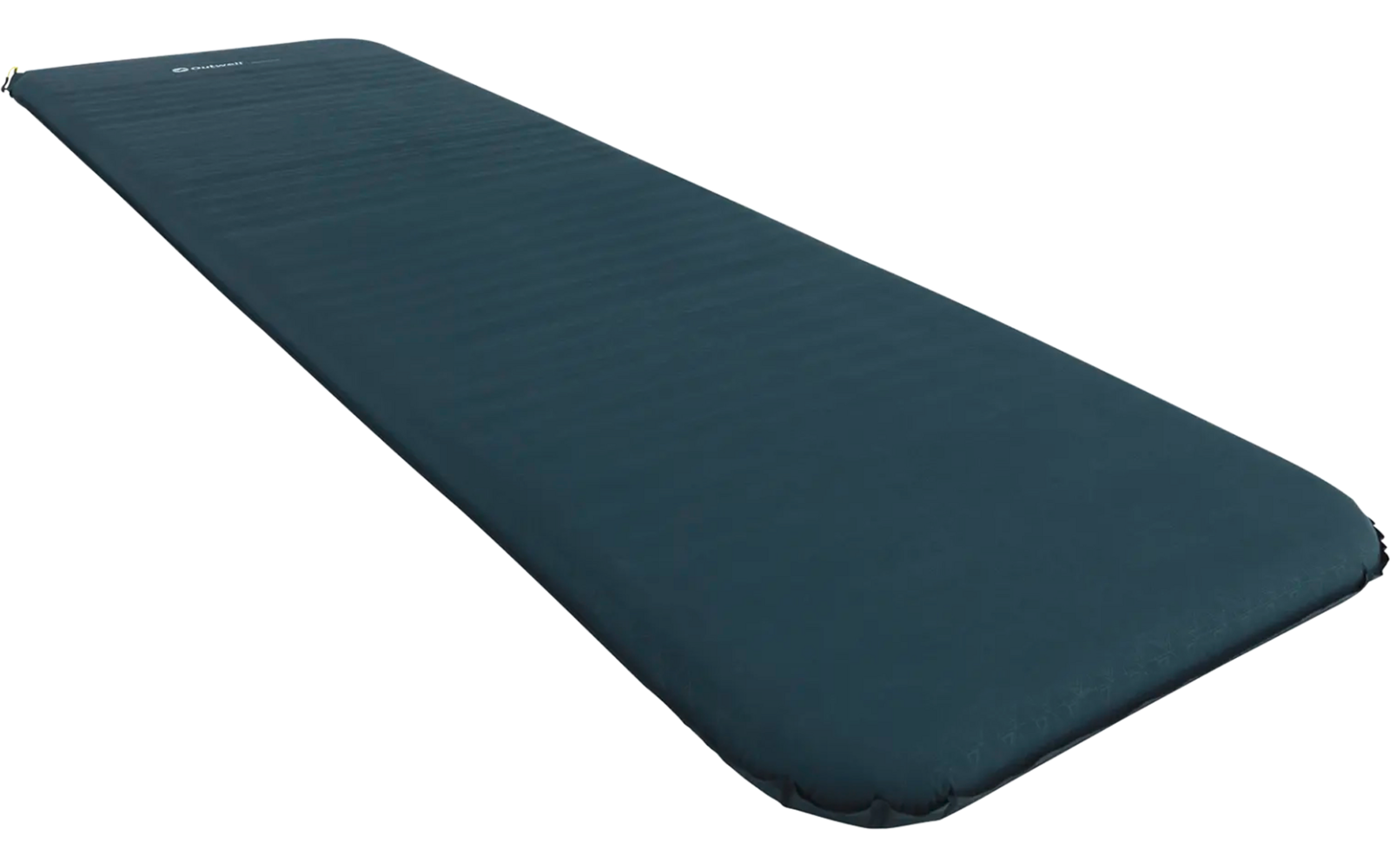 Donkerblauwe, rechthoekige zelfopblaasbare slaapmat op witte achtergrond