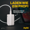 Startpaket für schnelles Laden mit einem weißen Ladegerät und Text 'Laden wie ein Profi'