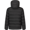 Schwarze gesteppte Jacke mit Kapuze, Rückansicht