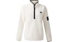 Pull blanc avec demi-fermeture éclair et logo sur la poitrine et la manche