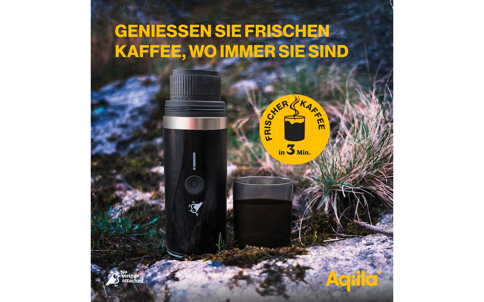 Kaffeeflasche und Dose mit Tannenzweigen im Hintergrund