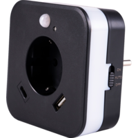 InnTec LED Nachtlicht SLED02C mit Bewegungssensor / Steckdose / USB-A / USB-C anthrazit