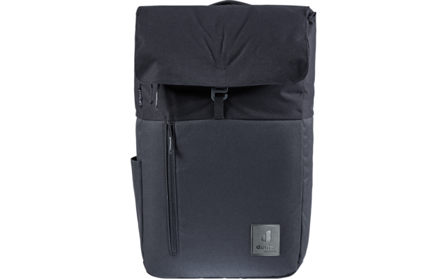 Schwarzer Rucksack mit Klappe und Fronttasche