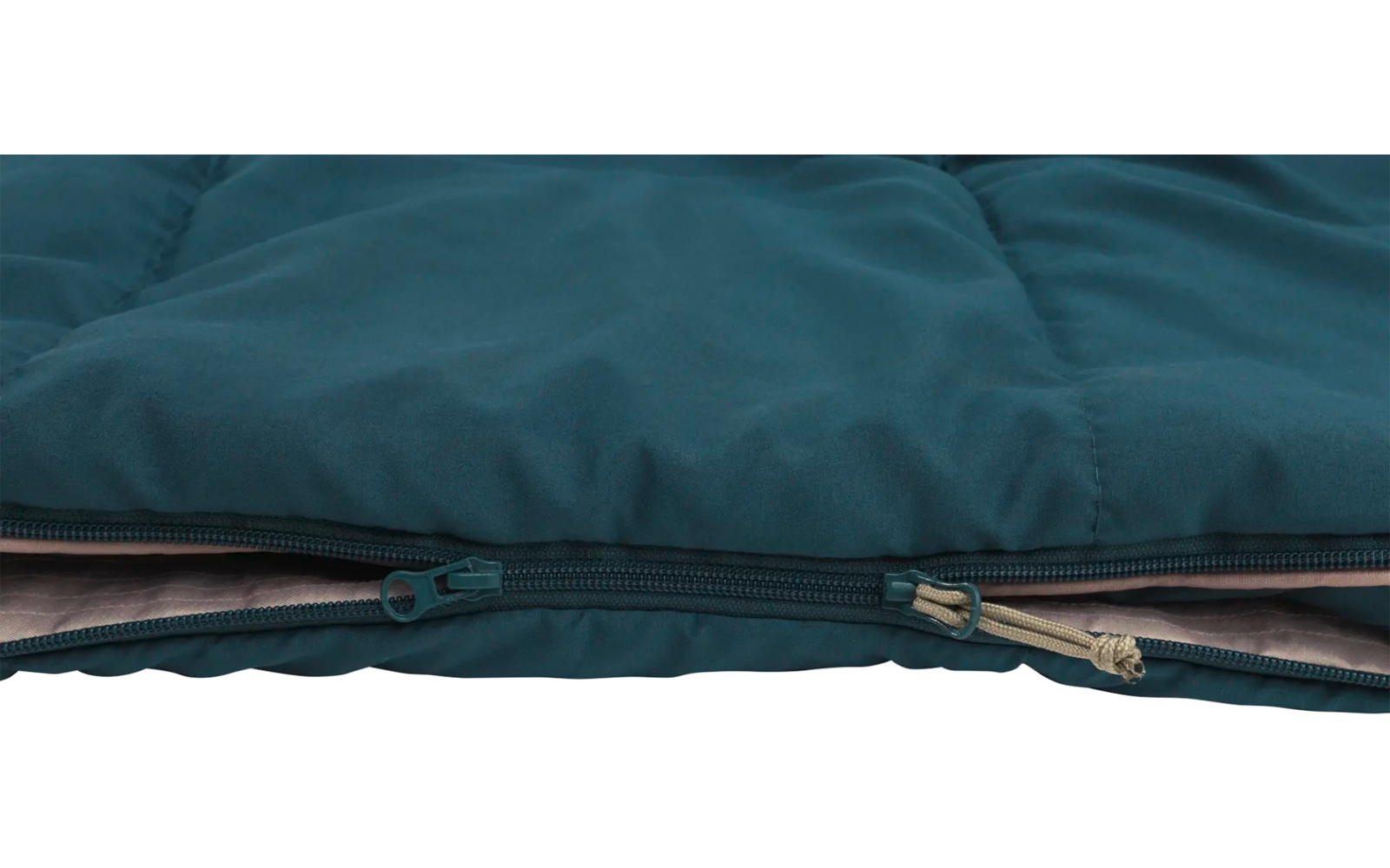 Blauer, geöffneter Reißverschluss auf einem Stoffmaterial