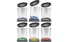 888516 - Silwy Magnet-Kunststoff Becher-Set inkl. Deckel und Metallischem Gel-Untersetzer 6 Stk. (250 ml)