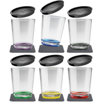 Juego de 6 vasos pl&aacute;stico magn&eacute;ticos con tapa incl. posavasos de gel met&aacute;lico 250 ml Silwy&reg;