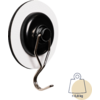 Black wall hook with metal hook on white wall