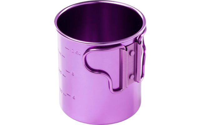 Taza de Aluminio Bugaboo de GSI con Asas Plegables y Escala de Medición 415 ml púrpura