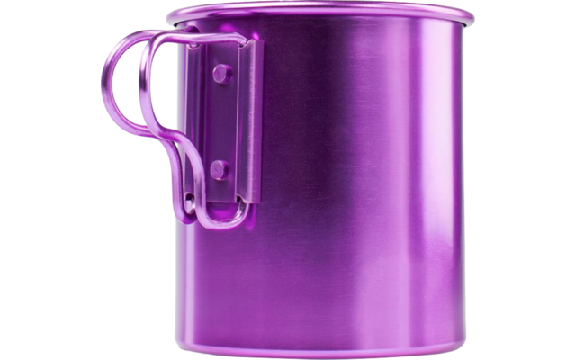 GSI Bugaboo aluminum cup with folding handles and measuring scale 415 ml purple