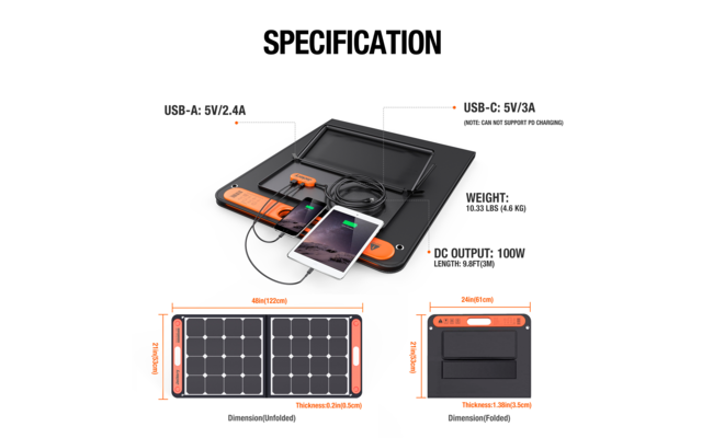 Jackery SolarSaga Panel Solar Plegable 100