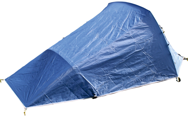 Tente en tissu bleue sur fond blanc