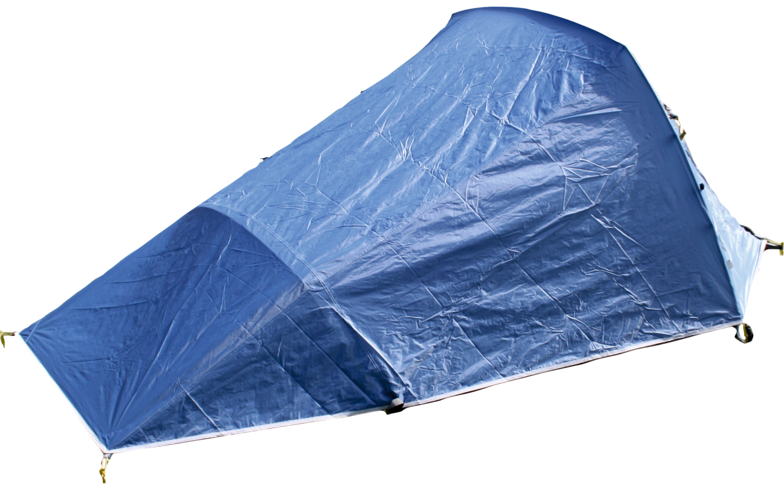 Tente en tissu bleue sur fond blanc