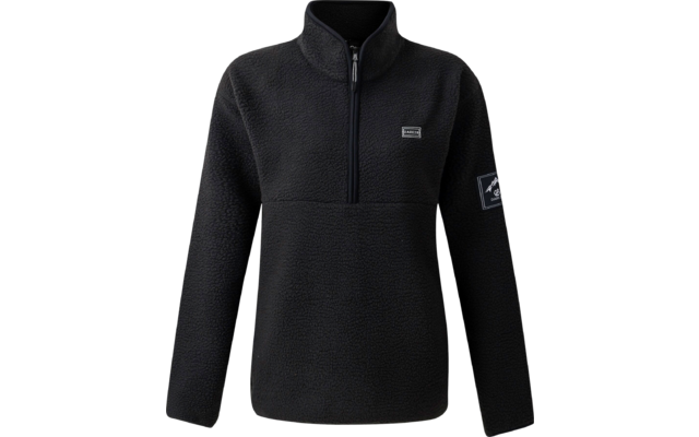 Schwarzer Fleecepullover mit kurzem Reißverschluss und hohem Kragen