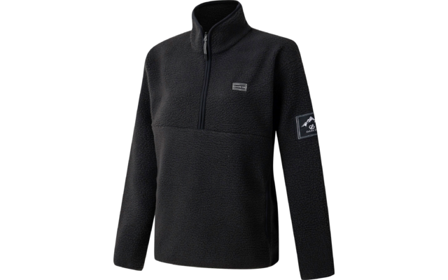 Schwarzer Pullover mit hohem Kragen und Reißverschluss, langärmlig