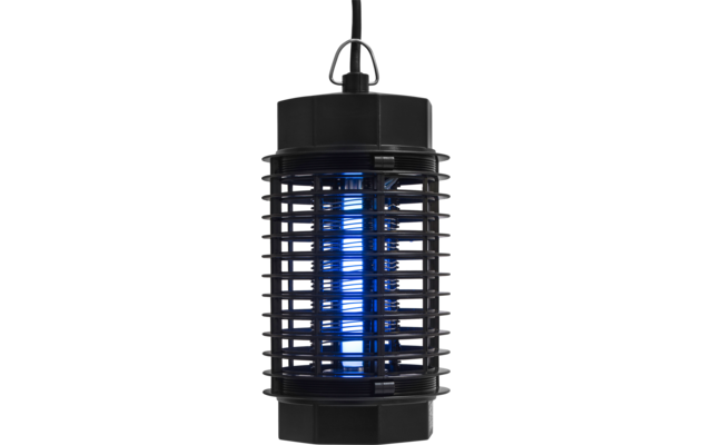 Schwarzes Insektenvernichter-Licht mit blau leuchtender Lampe