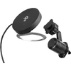 Zwart, rond Bluetooth-apparaat met ingebouwde clip en kabel