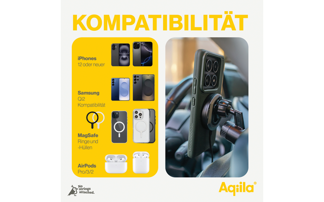 Grafiek met compatibiliteitsinformatie en foto van een persoon die een auto bestuurt en naar een ingebouwd navigatiesysteem kijkt