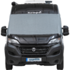 Vue de face d'une camionnette noire sur fond blanc