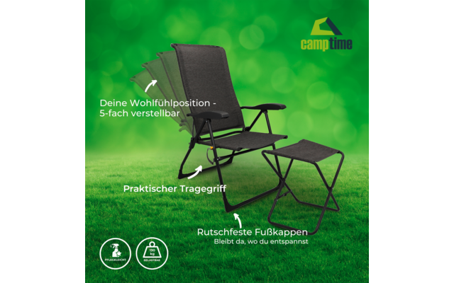 Camptime Klappstuhlset Allia mit Klappstuhl und Beinauflage