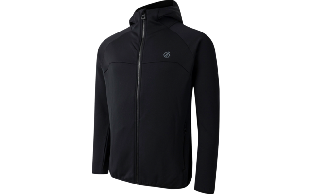 Schwarze Herrenjacke mit Kapuze, Reißverschluss und langem Arm