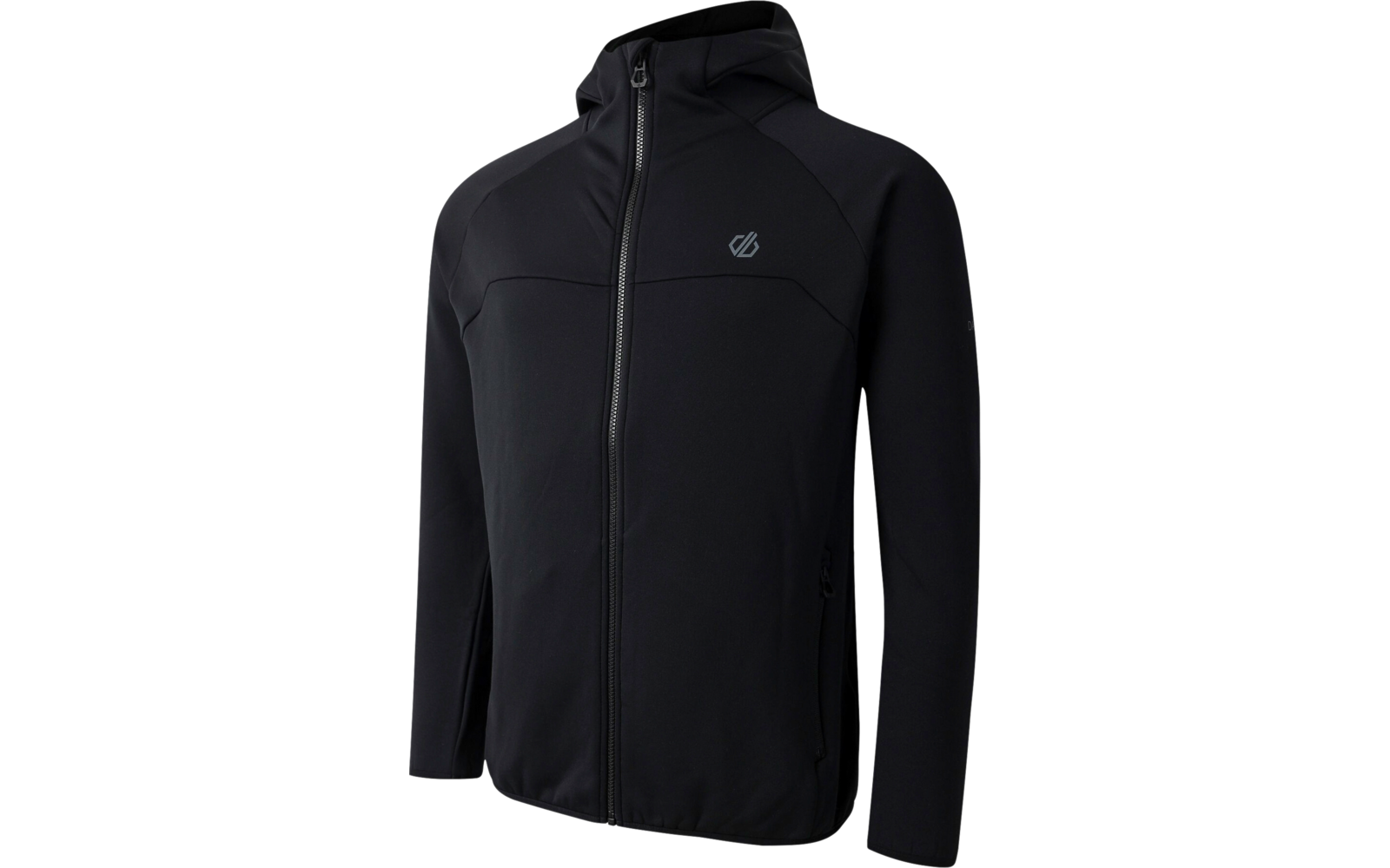 Schwarze Herrenjacke mit Kapuze, Reißverschluss und langem Arm