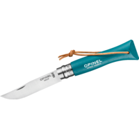 Opinel N°06 Colorama Art Deco Taschenmesser mit Lederkordel Klingenlänge 7 cm türkis