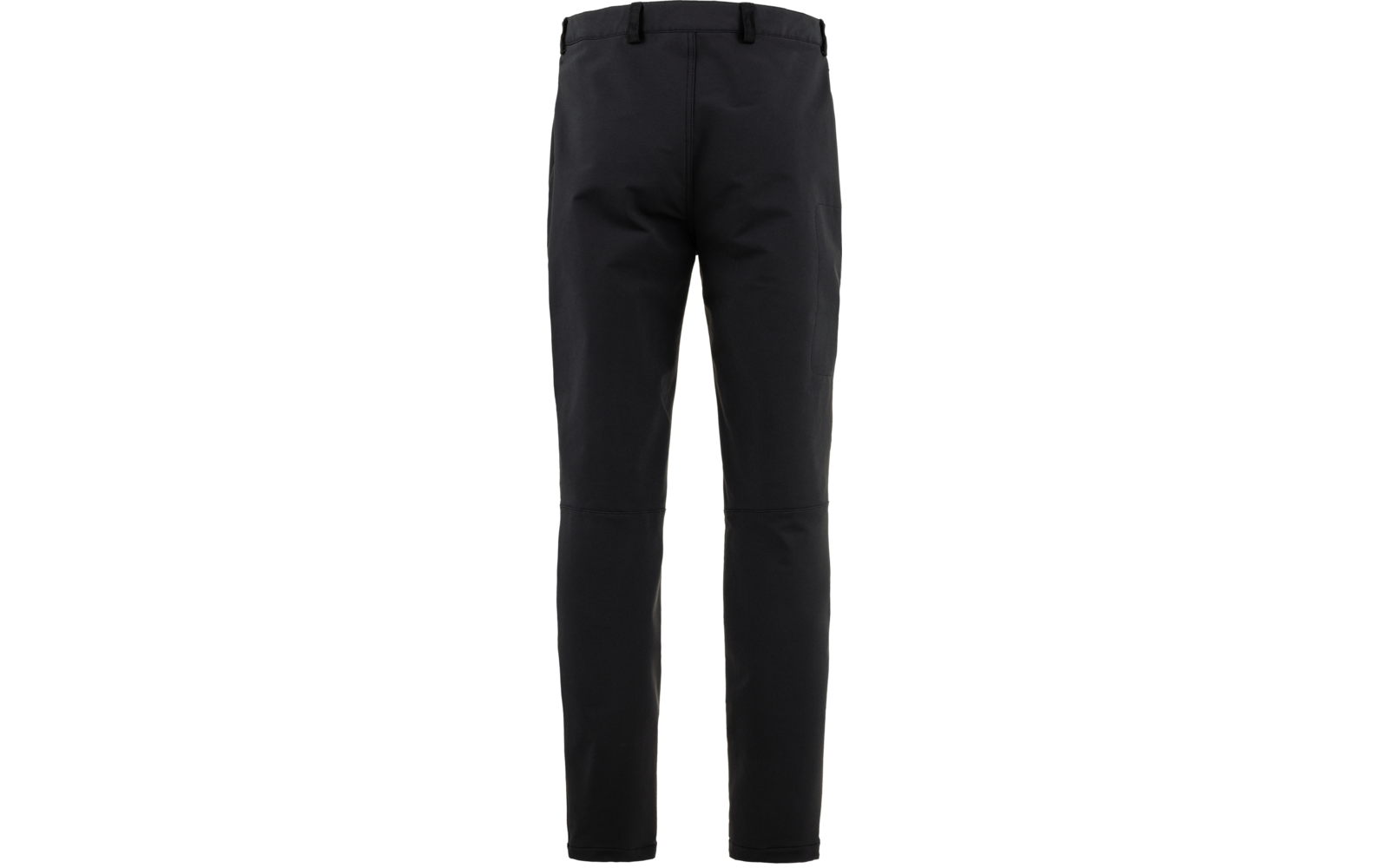 Schwarze Hose mit Gürtelschlaufen auf weißem Hintergrund