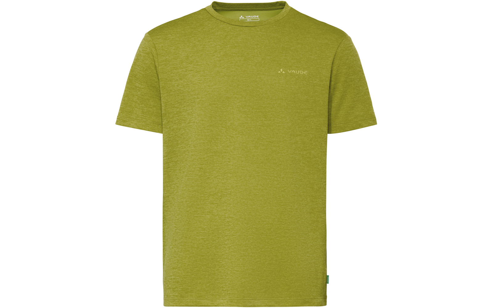Groen T-shirt met korte mouwen en ronde hals, met een klein logo op de linkerborst