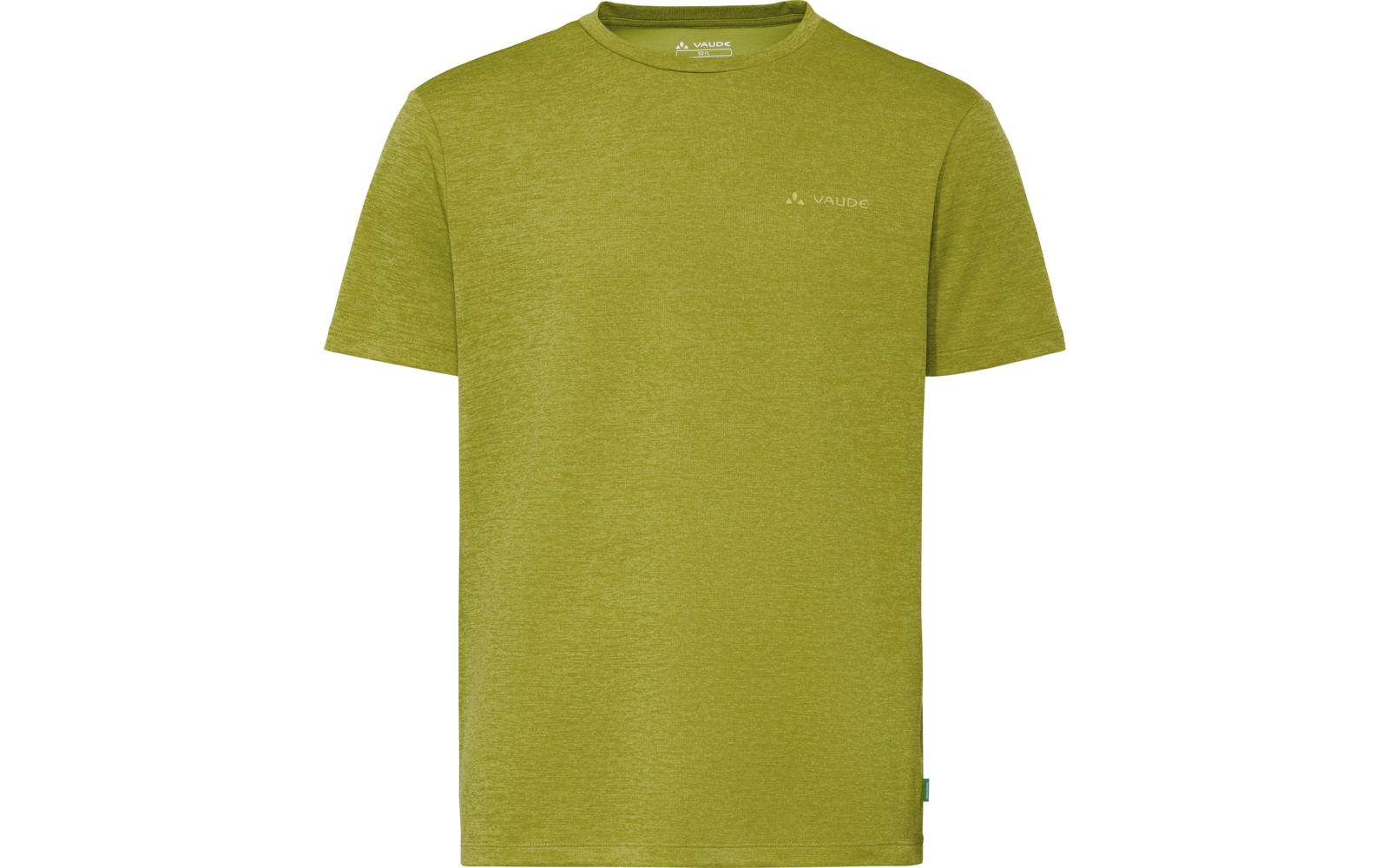 Groen T-shirt met korte mouwen en ronde hals, met een klein logo op de linkerborst