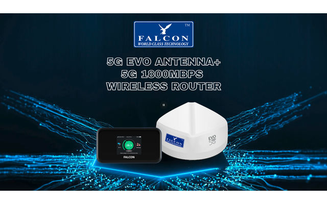 Falcon EVO 5G LTE Roof Antenna with Mobile 1800 Mbps 5G Cat 20 Router