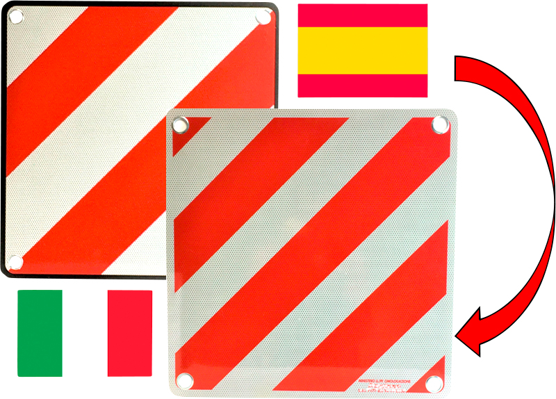 2 In 1 Warntafeln Warntafel 50 X 50Cm Rot-Weiß Italien Und Spanien  Aluminium