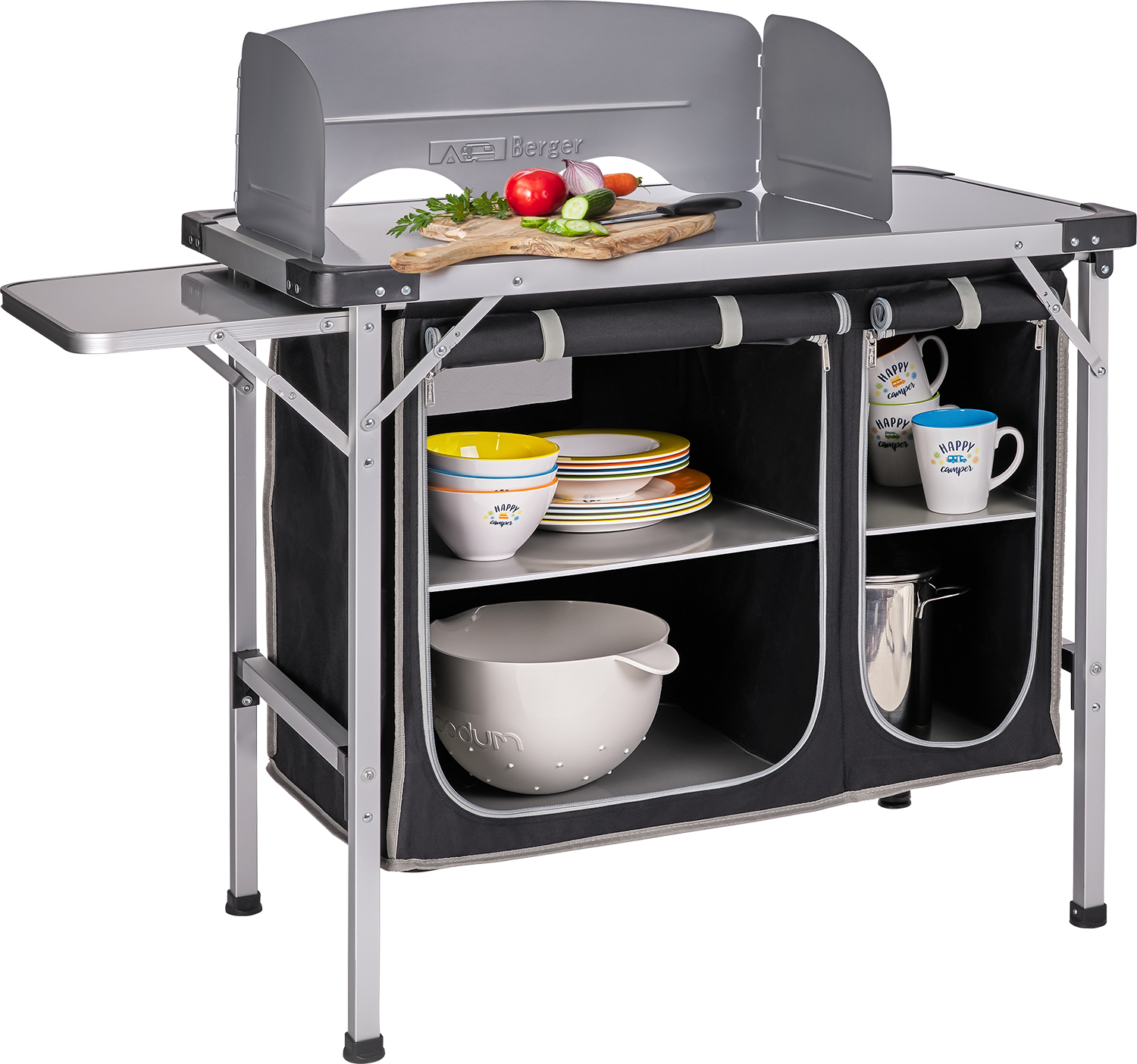 Cucina Da Campeggio Berger XL - Pieghevole, 5 Scomparti, Antivento, Trasportabile - Foto 3