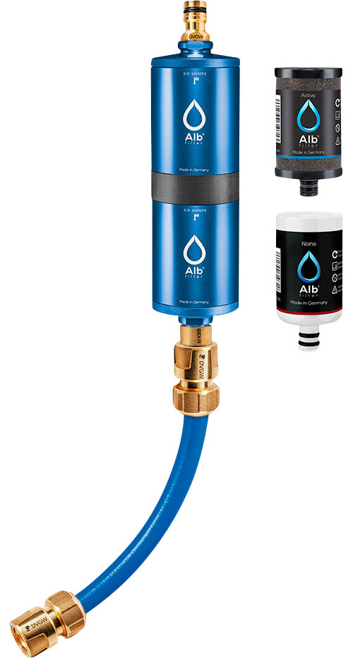 Filtro Per Acqua Potabile Alb Filter FUSION Active+Nano Set Campeggio Portatile Acciaio Inox Nature 380555
