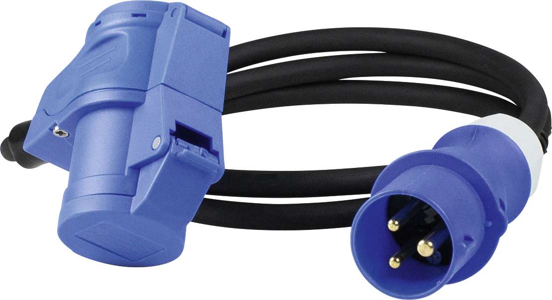 as - Schwabe Cavo adattatore CEE Caravan - Raccordo CEE 230 V/16 A e spina di sicurezza con cappuccio di protezione - Cavo a 3 poli per presa di sicurezza europea - IP44 - Prodotto in Germania I 60486