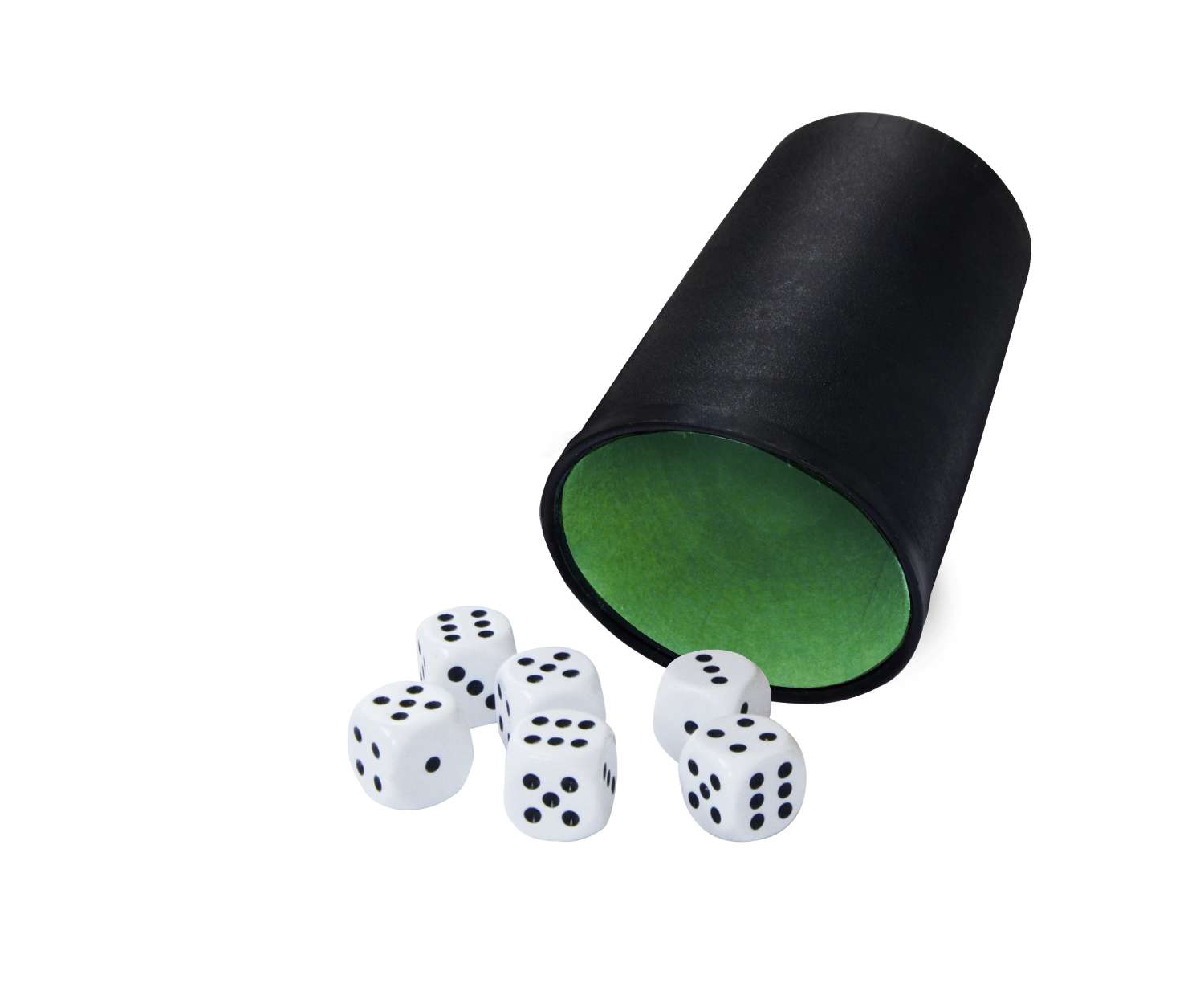 GICO Kwaliteit dobbelbeker (echt leer) standaard (9 cm) bruin met 6 dobbelstenen - 5905