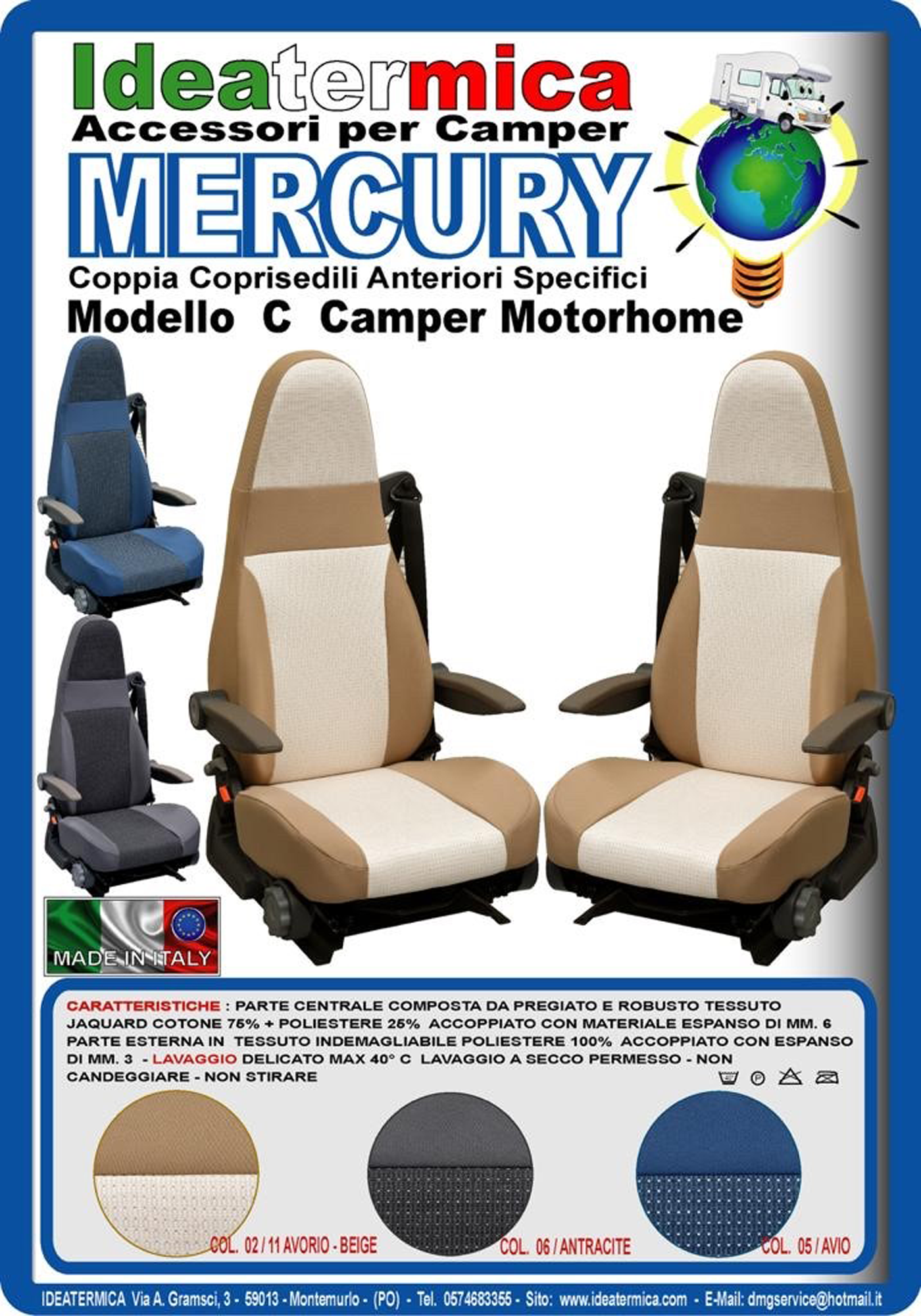 Ideatermica Mercury C Sitzbezug mit integrierter Kopfstütze und Gurten - Fritz  Berger Campingbedarf
