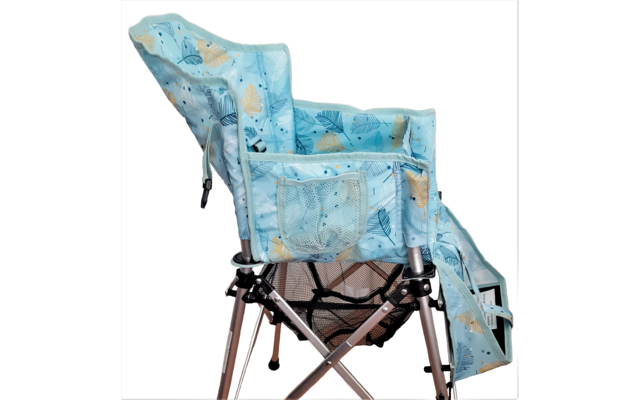 One2Stay chaise haute pliable avec table à manger amovible bleu clair