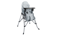 One2Stay chaise haute pliable avec table à manger amovible gris