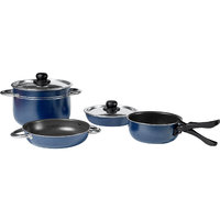 Juego de ollas de aluminio apilables 8 piezas azul Berger